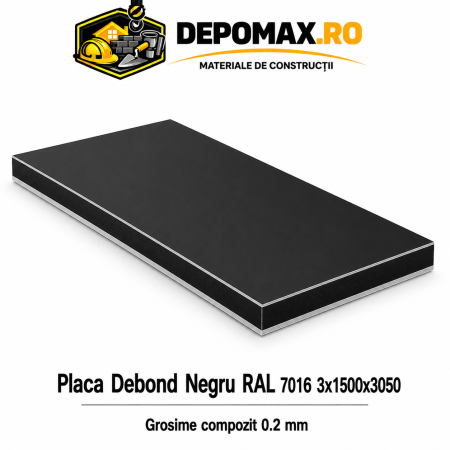Placa BOND negru/negru 3mm, 1500x3050mm, aluminiu 0.2mm
